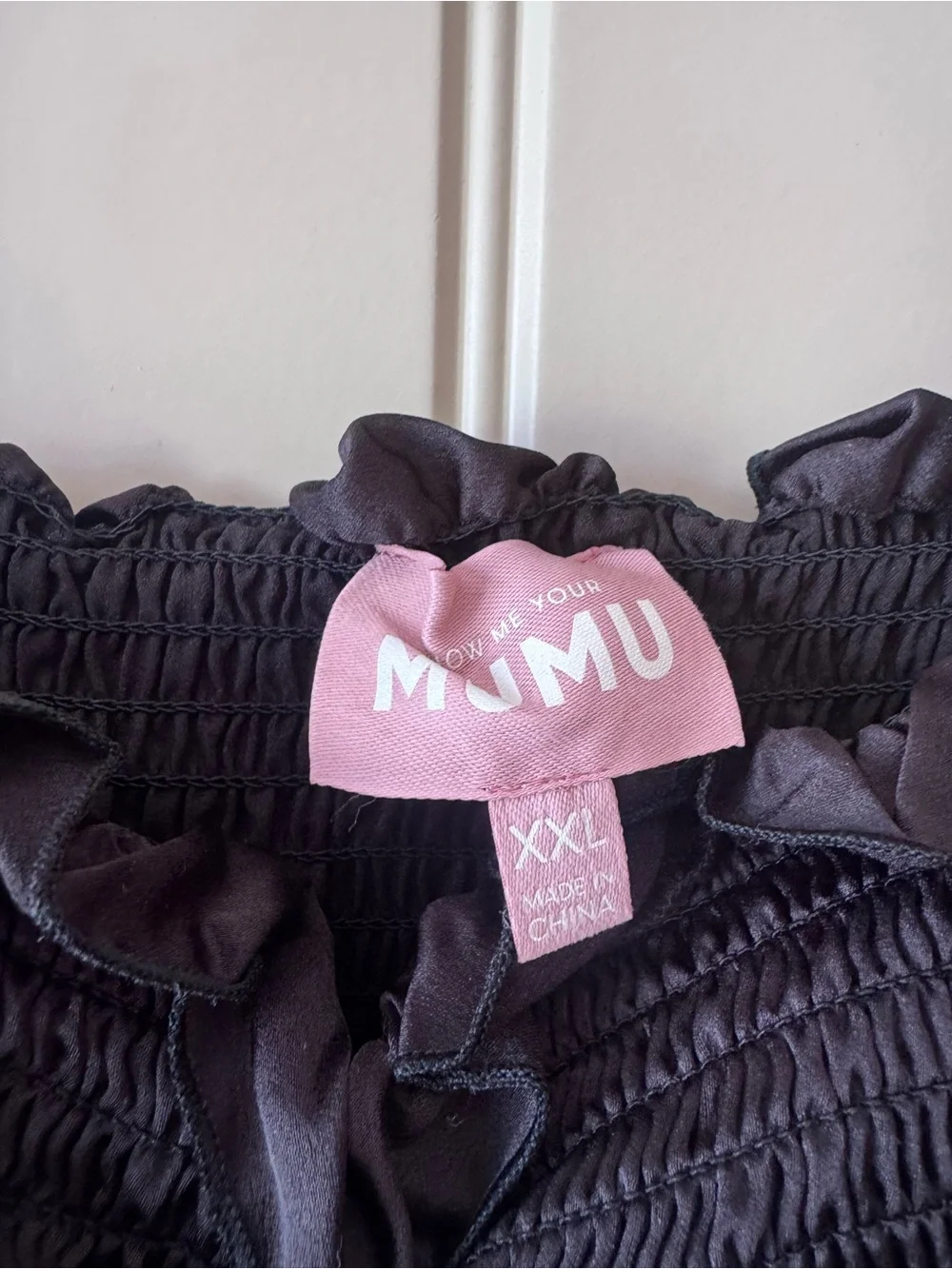 Show Me Your Mumu Stella Black Ruffled Smocked Midi Dress with Tie Straps XXL - Picture 3 of 5